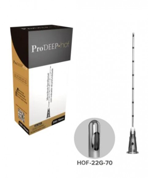 ProDeep HOF 22G-70mm Microcânula Semiflexível - Caixa com 12 unidades